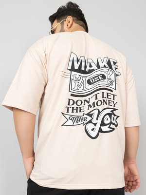 CHKOKKO Printed Men Round Neck Beige T-Shirt