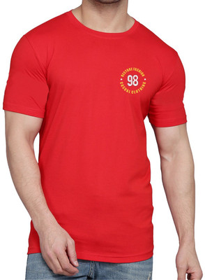 WOOSTRO Printed, Typography Men Round Neck Red T-Shirt