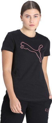 PUMA Printed Women Round Neck Black T-Shirt