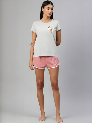 SZN Graphic Print Women Round Neck Grey T-Shirt