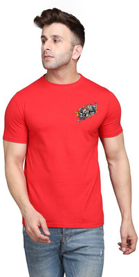 Lawful Casual Printed Men Round Neck Red T-Shirt