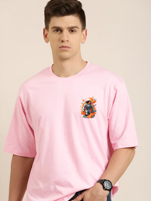 Jack Paris Printed Men Round Neck Pink T-Shirt