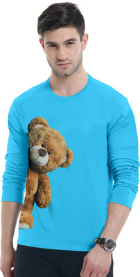 Triptee Printed Men Round Neck Light Blue T-Shirt