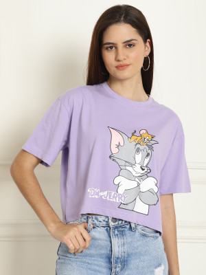 DreamBe Graphic Print Women Round Neck Purple T-Shirt