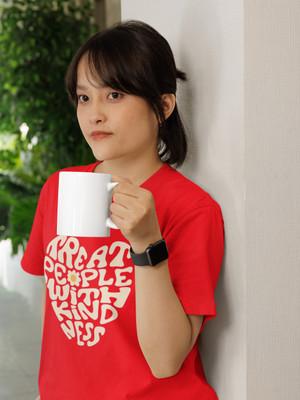 PD CLORI Solid Women Round Neck Red T-Shirt