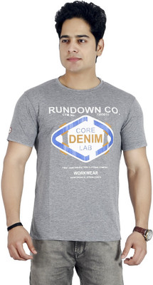 AWACK Graphic Print Men Round Neck White, Blue, Grey T-Shirt