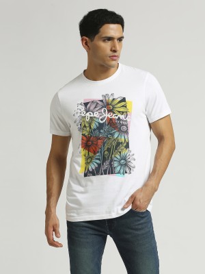 Pepe Jeans Printed Men Round Neck White T-Shirt