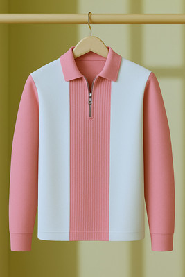 Try This Colorblock Men Polo Neck Pink T-Shirt
