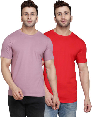 SLOWLORIS Solid Men Round Neck Multicolor T-Shirt