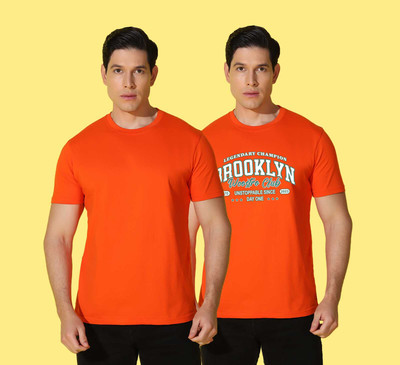 WOOSTRO Printed, Solid Men Round Neck Red T-Shirt