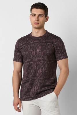 VAN HEUSEN Printed Men Crew Neck Maroon T-Shirt