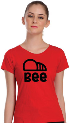 Hadwin Printed, Typography Women Round Neck Red T-Shirt