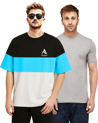Kroptee Colorblock Men Round Neck Multicolor T-Shirt