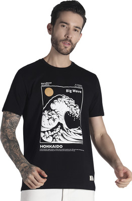 Rare Bond Studios Printed, Graphic Print Men Round Neck Black T-Shirt