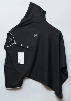 N AND J Solid Men Henley Neck Black T-Shirt