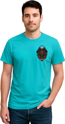 LIQQR Graphic Print Men Round Neck Light Blue T-Shirt