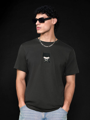 The Souled Store Graphic Print Men Round Neck Black T-Shirt