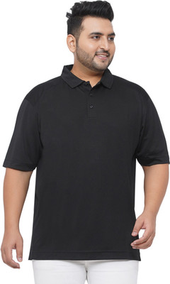 Santonio Solid Men Polo Neck Black T-Shirt