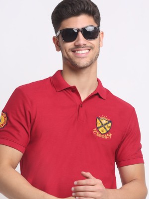 Affordable AF Solid Men Polo Neck Maroon T-Shirt