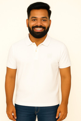 ELEVATE Solid Men Polo Neck White T-Shirt