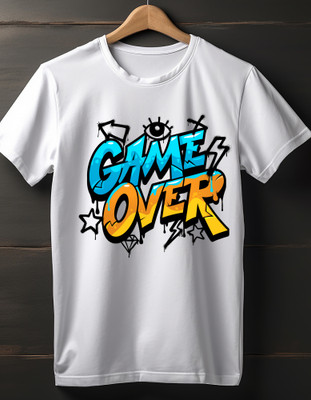 TJD Graphic Print Men Round Neck White T-Shirt