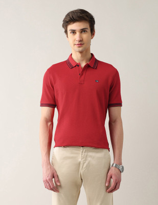 Arrow Sport Solid Men Polo Neck Red T-Shirt