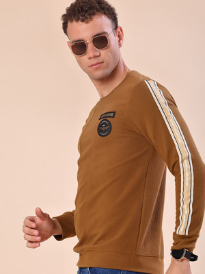 V-MART Printed Men Round Neck Brown T-Shirt