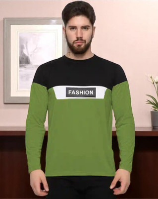 Autna Printed Men Round Neck Dark Green, Black T-Shirt