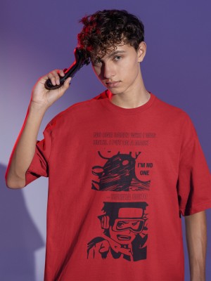 PRINTWEAR Printed Men Round Neck Red T-Shirt