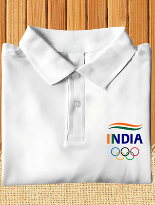 Zoobang Printed Men Polo Neck White T-Shirt