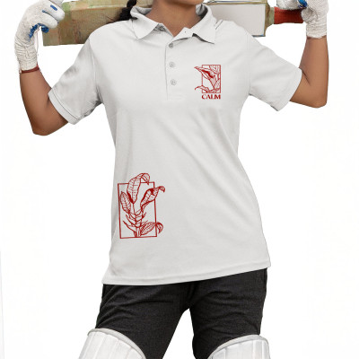 Fighterhero Graphic Print Women Polo Neck White T-Shirt