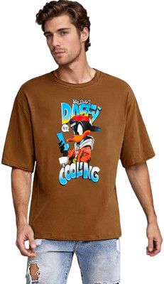 Ericia Printed Men Polo Neck Brown T-Shirt