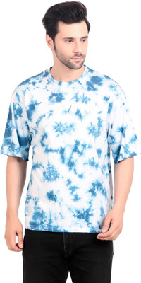TQH Tie & Dye Men Round Neck Light Blue T-Shirt