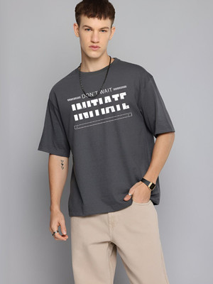 R.Code by The Roadster Life Co. Graphic Print Men Round Neck Grey T-Shirt