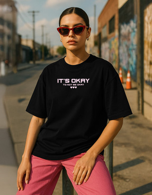 STYLENSE Printed Women Round Neck Black T-Shirt