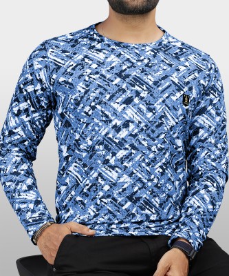 VeBNoR Printed Men Round Neck Dark Blue T-Shirt