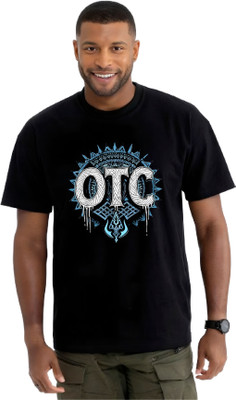 TEEGALLARY Printed Men Round Neck Black T-Shirt