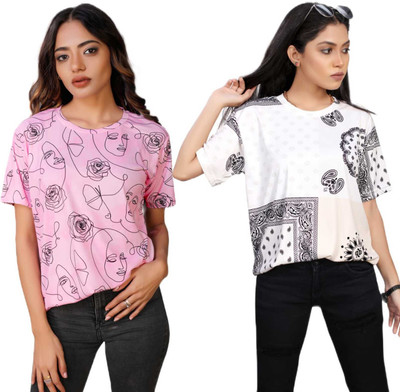 Apache Printed Women Round Neck Multicolor T-Shirt