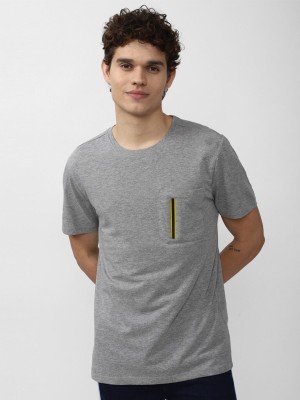 FOREVER 21 Colorblock Men Round Neck Grey T-Shirt