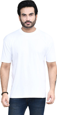 altius Solid Men Round Neck White T-Shirt