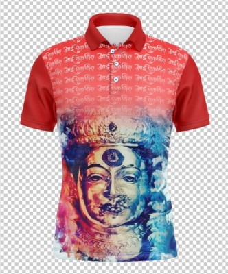 Omkar Sports Printed, Typography Men Polo Neck Red T-Shirt