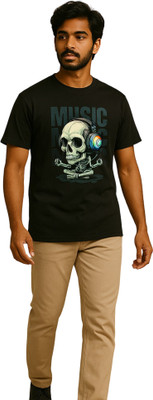 Rimore Clothing Printed Men Round Neck Black T-Shirt