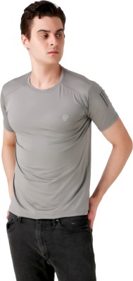 colour tribe Solid Men Round Neck Grey T-Shirt