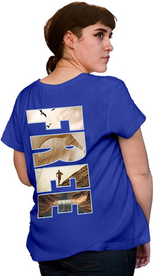 Fighterhero Printed Women Round Neck Blue T-Shirt