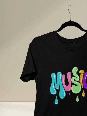 Clori Printed Women Round Neck Black T-Shirt