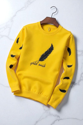 Autna Printed Men Round Neck Yellow T-Shirt