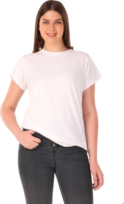 Crzefashion Solid Women Round Neck Pink T-Shirt