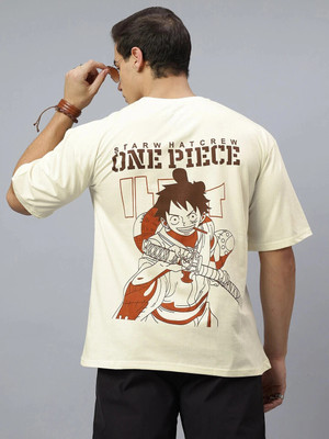 Crazybee - CB Graphic Print Men Round Neck Beige T-Shirt