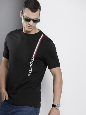 TOMMY HILFIGER Graphic Print Men Crew Neck Black T-Shirt
