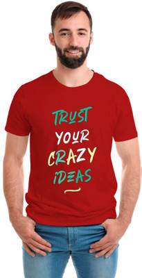 SmarTee Street Typography Men Round Neck Red T-Shirt
